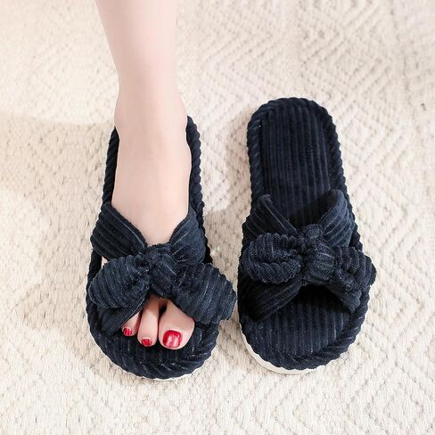 القوس عقدة النعال نساء لطيف corduroy النعال preppy kawaii منزل النعال مريح الشرائح المفتوحة اصبع القدم الصنادل أحذية إيفا وحيد دافئ داخلي في الهواء الطلق المنزل in Kuwait