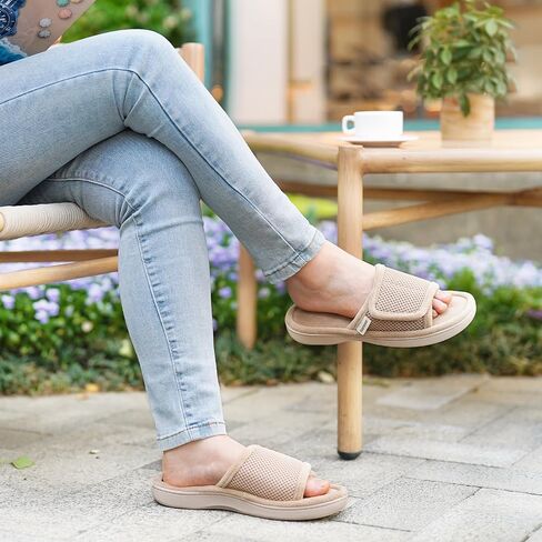 Women's Adjustable Wrap Open-toe Slippers with Memory Foam, Summer House Shoes for Women in Kuwait