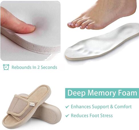 Women's Adjustable Wrap Open-toe Slippers with Memory Foam, Summer House Shoes for Women in Kuwait