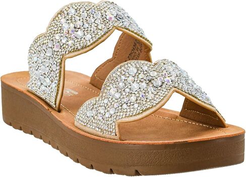 Corkys Footwear Womens Cheers Beaches Sandal - Featuring Two Straps With Scallop Detailing, A Comfortable Insole For All Day Wear, and A Chic But Subtle Lift in Saudi Arabia