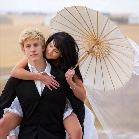 White Paper Long-handle Parasol Craft Paper Umbrella for Wedding Photograph Accessory Party Decor in Saudi Arabia