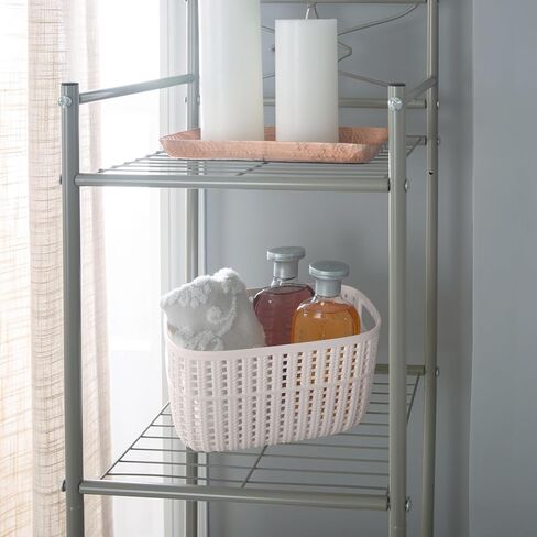 Simplify 2 Tone Sailor Knot Plastic Storage Tote | Decorative Basket | Closet Organization | De-clutter | Accessories | Toys | Bathroom Organization | Small | Ivory in Saudi Arabia