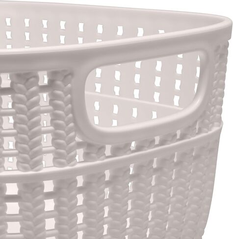 Simplify 2 Tone Sailor Knot Plastic Storage Tote | Decorative Basket | Closet Organization | De-clutter | Accessories | Toys | Bathroom Organization | Small | Ivory in Saudi Arabia