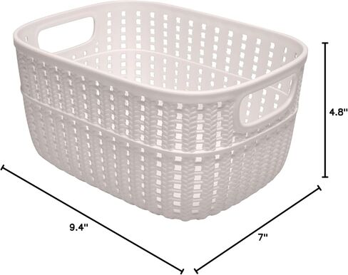 Simplify 2 Tone Sailor Knot Plastic Storage Tote | Decorative Basket | Closet Organization | De-clutter | Accessories | Toys | Bathroom Organization | Small | Ivory in Saudi Arabia