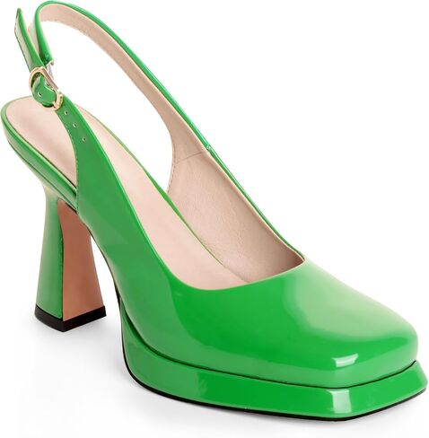 High Heels for Women Slingback Square Toe Pumps Shoes Closed Toe Heels Mary Jane Fashion Dressy Platform Heeled Sandals in Saudi Arabia
