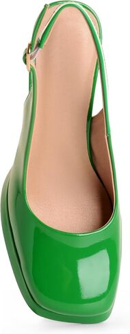 High Heels for Women Slingback Square Toe Pumps Shoes Closed Toe Heels Mary Jane Fashion Dressy Platform Heeled Sandals in Saudi Arabia