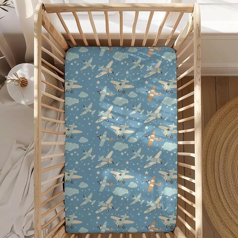 Hot Air Balloon Transportation Pattern Baby Crib Sheets, Unisex Balloons Birds Clouds Nursery Fitted Bed Sheet for Boys Girls Standard Crib and Toddler Mattress-28x52 in Saudi Arabia