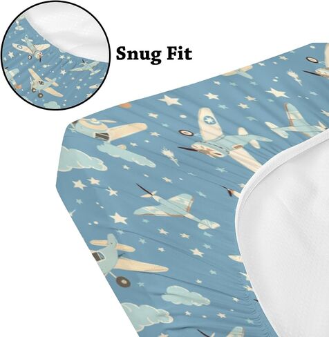 Hot Air Balloon Transportation Pattern Baby Crib Sheets, Unisex Balloons Birds Clouds Nursery Fitted Bed Sheet for Boys Girls Standard Crib and Toddler Mattress-28x52 in Saudi Arabia