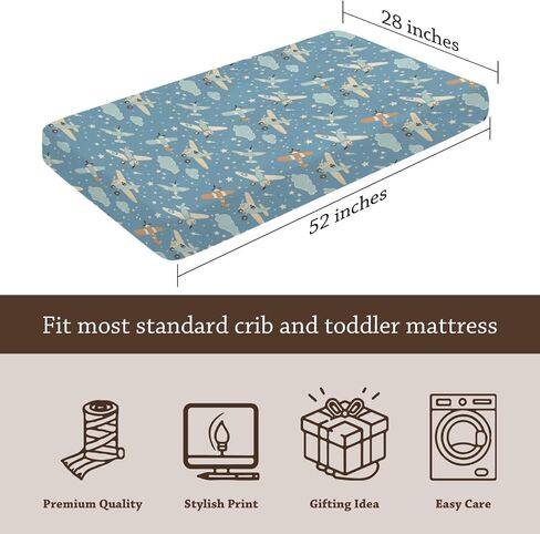 Hot Air Balloon Transportation Pattern Baby Crib Sheets, Unisex Balloons Birds Clouds Nursery Fitted Bed Sheet for Boys Girls Standard Crib and Toddler Mattress-28x52 in Saudi Arabia