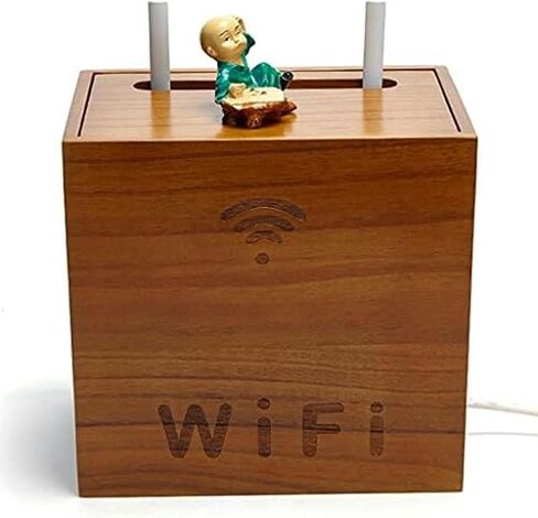 Wifi router box，Router shelf， Router Storage Box,Box Router Storage Box Router Bracket Set-top Wall Mount Router Stand Shelf Bracket for TV Accessories Router TV Box Set Top Box(Natural,27*17.7*14.5cm in Saudi Arabia