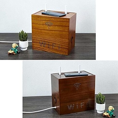 Wifi router box，Router shelf， Router Storage Box,Box Router Storage Box Router Bracket Set-top Wall Mount Router Stand Shelf Bracket for TV Accessories Router TV Box Set Top Box(Natural,27*17.7*14.5cm in Saudi Arabia