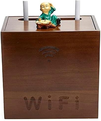 Wifi router box，Router shelf， Router Storage Box,Box Router Storage Box Router Bracket Set-top Wall Mount Router Stand Shelf Bracket for TV Accessories Router TV Box Set Top Box(Natural,27*17.7*14.5cm in Saudi Arabia