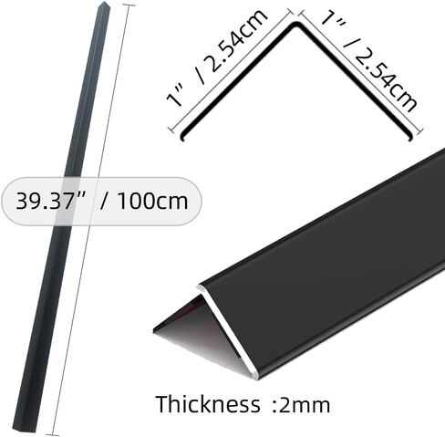 4 PCS زاوية الزاوية الزاوية الألومنيوم ، 1 "× 1" × 39.4 "حامي الزاوية المعدنية على شكل حرف L لزخرفة حماية خزانة إطار باب الجدار ، سمك 2 مم ، أسود in Saudi Arabia