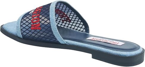 True Religion Women’s Mesh Denim Slide Sandals – Logo Strap, Casual Slip-On Comfort in Saudi Arabia
