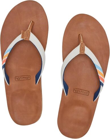 Hari Mari- Del Mar- Women's Premium Full grain Leather Flip Flop with Nautical Inspired Stripes- No Break Ins, Firm Arch Support, and Cupped Heel in Saudi Arabia
