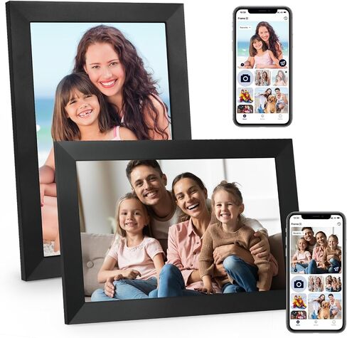 آنا بيلا إطار الصورة الرقمية 10.1 بوصة IPS HD شاشة اللمس WIFI إطار الصورة الرقمية الذكية مع تخزين 16 جيجابايت ، الدوار التلقائي ، وسهولة الإعداد لمشاركة الصور أو مقاطع الفيديو عن بُعد عبر تطبيق AIMOR Black in Kuwait