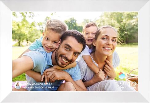 Anna Bella Digital Picture Frame 10.1 Inch IPS HD Touch Screen WiFi Smart Digital Photo Frame with 32GB Storage, Auto-Rotate, Easy Setup to Share Photos or Videos Remotely via AiMOR APP White in Kuwait