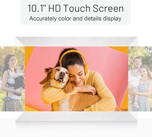 Anna Bella Digital Picture Frame 10.1 Inch IPS HD Touch Screen WiFi Smart Digital Photo Frame with 32GB Storage, Auto-Rotate, Easy Setup to Share Photos or Videos Remotely via AiMOR APP White in Kuwait