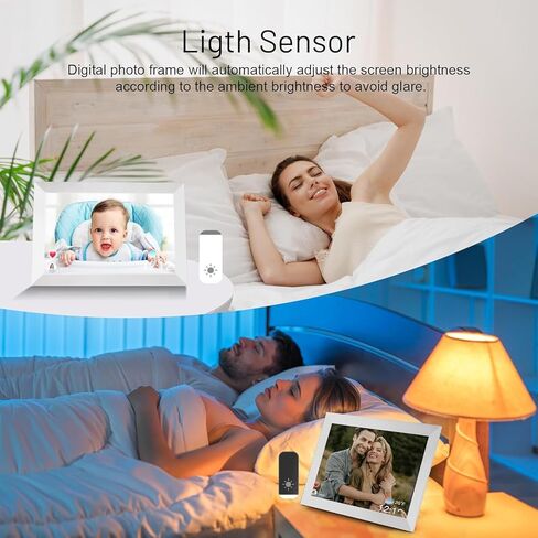 Anna Bella Digital Picture Frame 10.1 Inch IPS HD Touch Screen WiFi Smart Digital Photo Frame with 32GB Storage, Auto-Rotate, Easy Setup to Share Photos or Videos Remotely via AiMOR APP White in Kuwait