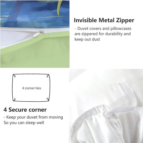 Green Reversible Duvet Cover Set Toddler, Natural Scenery Parrot 40 X 60 Inches Bedding Sets, Bedroom Bedding for Boys Girls Includes 1 Comforter Cover & 1 Pillow Case with Zipper Closure in Saudi Arabia