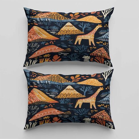 Blue Reversible Duvet Cover Toddler, Abstract Pattern Cartoon Animal Giraffe Comforter Cover, 2 Pieces Super Soft Bedding Set 40 X 60 Inches, with Zipper Closure & 1 Pillow Shams 20 X 30 Inches in Saudi Arabia