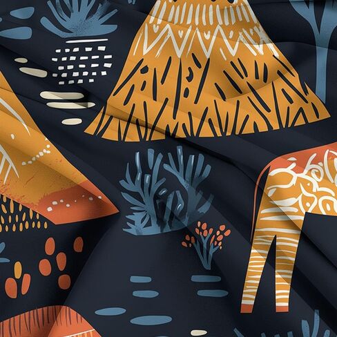 Blue Reversible Duvet Cover Toddler, Abstract Pattern Cartoon Animal Giraffe Comforter Cover, 2 Pieces Super Soft Bedding Set 40 X 60 Inches, with Zipper Closure & 1 Pillow Shams 20 X 30 Inches in Saudi Arabia