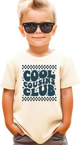 نادي Cousins ​​Coosins العصري الرجعية مطابقة القميص للأولاد والبنات Checkered Cousin Crew Tee in Kuwait