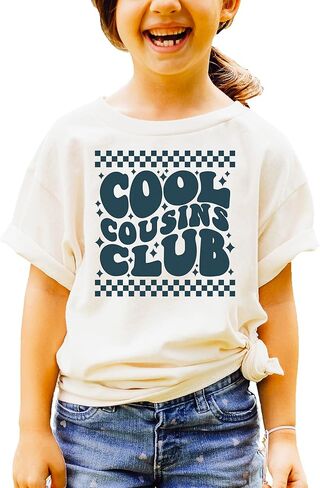 نادي Cousins ​​Coosins العصري الرجعية مطابقة القميص للأولاد والبنات Checkered Cousin Crew Tee in Kuwait