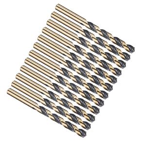 Patikil 17/64 "Drill Bit ، Jobber Straight Shank M2 الصلب عالي السرعة 135 درجة أسود وذهبي للمعادن الصلبة الفولاذ المقاوم للصدأ - 5 عبوة