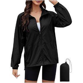 Raincoat Women Lightweight Waterproof Rain Jackets Packable Outdoor Hooded Windbreaker With Pockets Drawstring Coat
