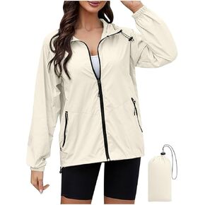 Women's Lightweight Hooded Raincoat Waterproof Packable Active Outdoor Rain Jacket Trendy Classic Jacket Coat 2024