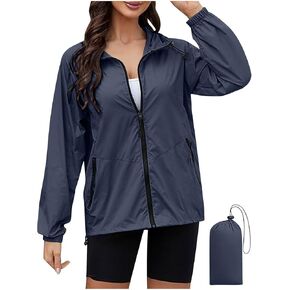 Packable Rain Jacket Women Lightweight Waterproof Raincoat with Hood Climbing Running Casual Jacket Windbreaker