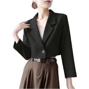 Blazer Jacket for Women Long Sleeve Business Casual Outfits Open Front Cropped Blazer Plain Cute Slim Suit Coats