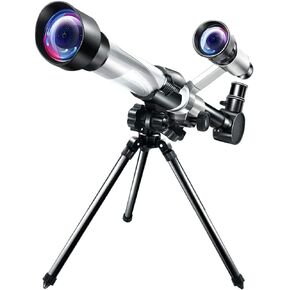 Telescope for Kids Adults Beginner, 50mm Refractor Astronomy Telescope with Finder Scope & Tripod, Multi-Powered Eyepiec