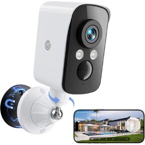 300° Pan Wireless Outdoor Security Camera, Magnetic Mount, Battery Powered Cam Indoor, 2.4G WiFi, 2K, AI Detection, Night Vision, 2-Way Talk, Lifetime 7-Day Cloud/SD Storage, for Home Security, IP65