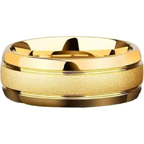 Tungsten Rings For Men Women Gold Wedding Sandblasted Finish Dome Edge Sizes 616 (Tungsten 13) Set