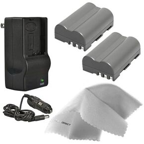 High Capacity 'Intelligent' Batteries (2 Units) + AC/DC Travel Charger Compatible with Nikon D80