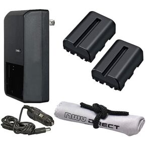 Digital Nc Sony Alpha DSLR-A330 'Intelligent' Batteries (2 Units) + AC/DC Travel Charger + Nwv Direct Microfiber Cleaning Cloth.