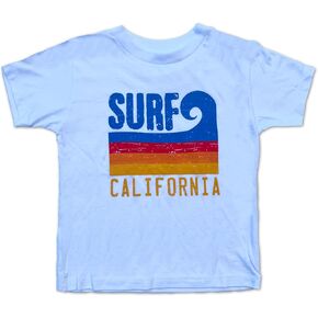 Sol Baby Surf California Stripe Wave White & Navy Tee - Unisex Cotton Short Sleeve Summer T-Shirt for Infants to Big Kids