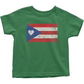 Threadrock Kids Puerto Rico Flag with Heart Toddler T-Shirt