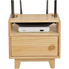 ngddf2haa Wireless Network Organizer Wooden WiFi Wireless Router Storage Box Wall-Mounted Set-Top Box Rack Power Cord Socket Router Rack (Color: Wood Color Size: 292030 cm)
