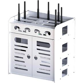 Router Shelf Router Rack Desktop Storage Box Bracket Wall Mount Floating Shelf WiFi Storage Box Cable Organizer Box Power Strip Protector Hider (Color : White Size : 31×21.5×32.5cm)