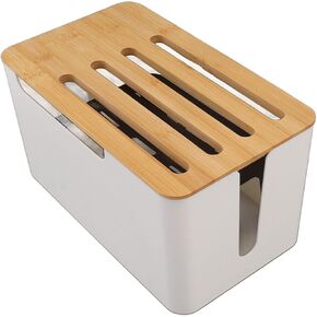 Large Space Multi Hole Bit Router Storage Box with Cover for TV Accessories Organizing in Living Room, Study or Office