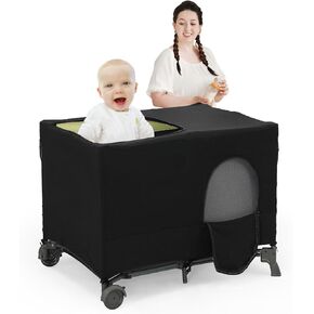 Crib Blackout Cover for Pack N Play,Breathable Travel Crib Canopy Cover Tent,Portable Stretchy Baby Blackout Tent for Indoor Outdoor Travel