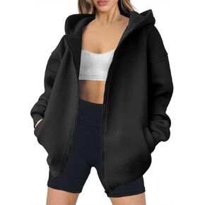 Women's Zip Up Y2K Hoodies Casual Long Sleeve Solid Color Track Jackets With Pockets Soft Comfy Fall Outdoors Coat