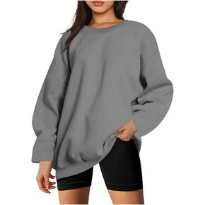 Womens Oversized Sweatshirts Pullover Casual Crewneck Long Sleeve Solid Color Tops Comfy Basic Fall Shirts 2024