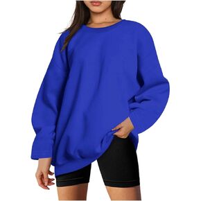 Women Oversized Crewneck Sweatshirts Soft Fleece Long Sleeve Casual Pullover Top Comfy Cute Hoodies for Teen Girls