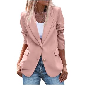 Jacket for Women Open Front Long Sleeve Casual Work Office Blazers with Pockets Classic Lapel Collar Blazer Jacket