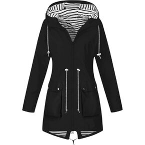Raincoat Hoodie for Women Teen Girls Lightweight Hooded Jacket Solid Color Rain Jacket Outdoor Raincoat Windproof