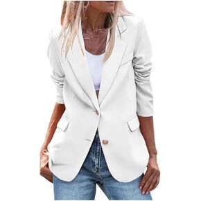 Blazers for Women Suit Jackets Dressy Long Sleeve Button Down Blazer Business Casual Outfits for Work with Pockets